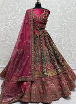 Velvet Pink Bridal Wear Embroidery Work Lehenga Choli